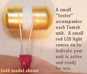 Tomsk zapper, gold-plated - demonstrating use of diode tester